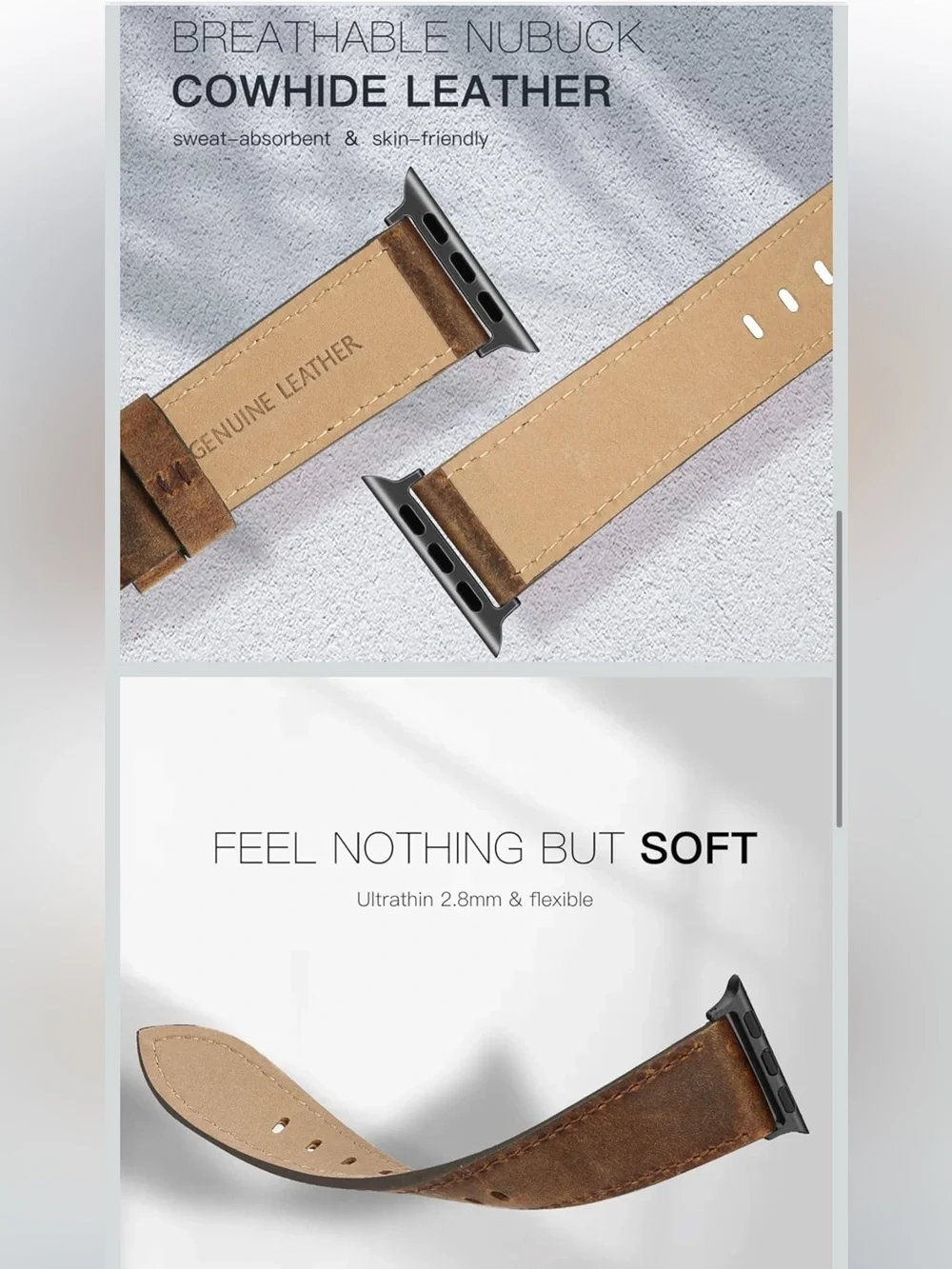 Smartwatch Band Genuine Leather Men’s - BROWN